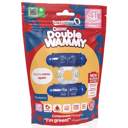 ScreamingO Double Whammy 4T Vibrating Cock Ring – Blueberry