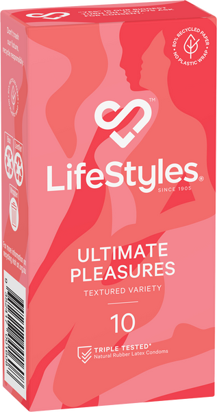 Lifestyles Ultimate Pleasures Condoms 10 Pack - Variety Textured Mix