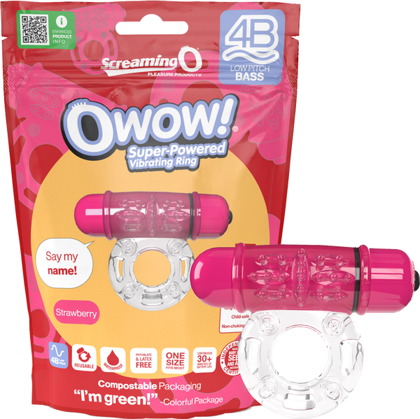 Screaming O 4B OWow Vibrating Cock Ring Strawberry