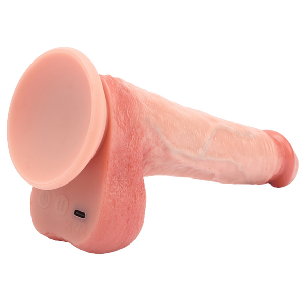 Remote Rechargeable John Vibrating Dildo Flesh