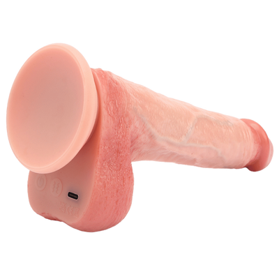 Remote Rechargeable John Vibrating Dildo Flesh