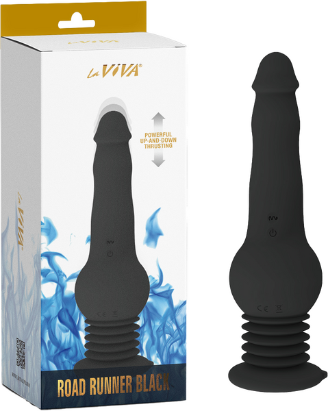 LaViva Road Runner Vibrating Thrusting Suction Cup Vibrator - Black