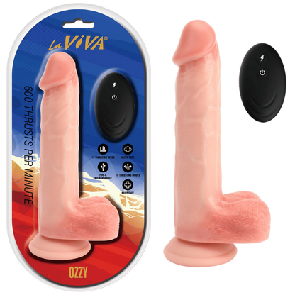 La Viva Remote Rechargeable Ozzy Vibrating Dildo Flesh