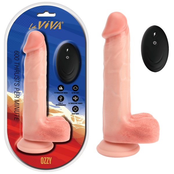 Remote Rechargeable Ozzy Vibrating Dildo Flesh