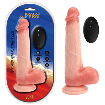 Remote Rechargeable John Vibrating Dildo Flesh