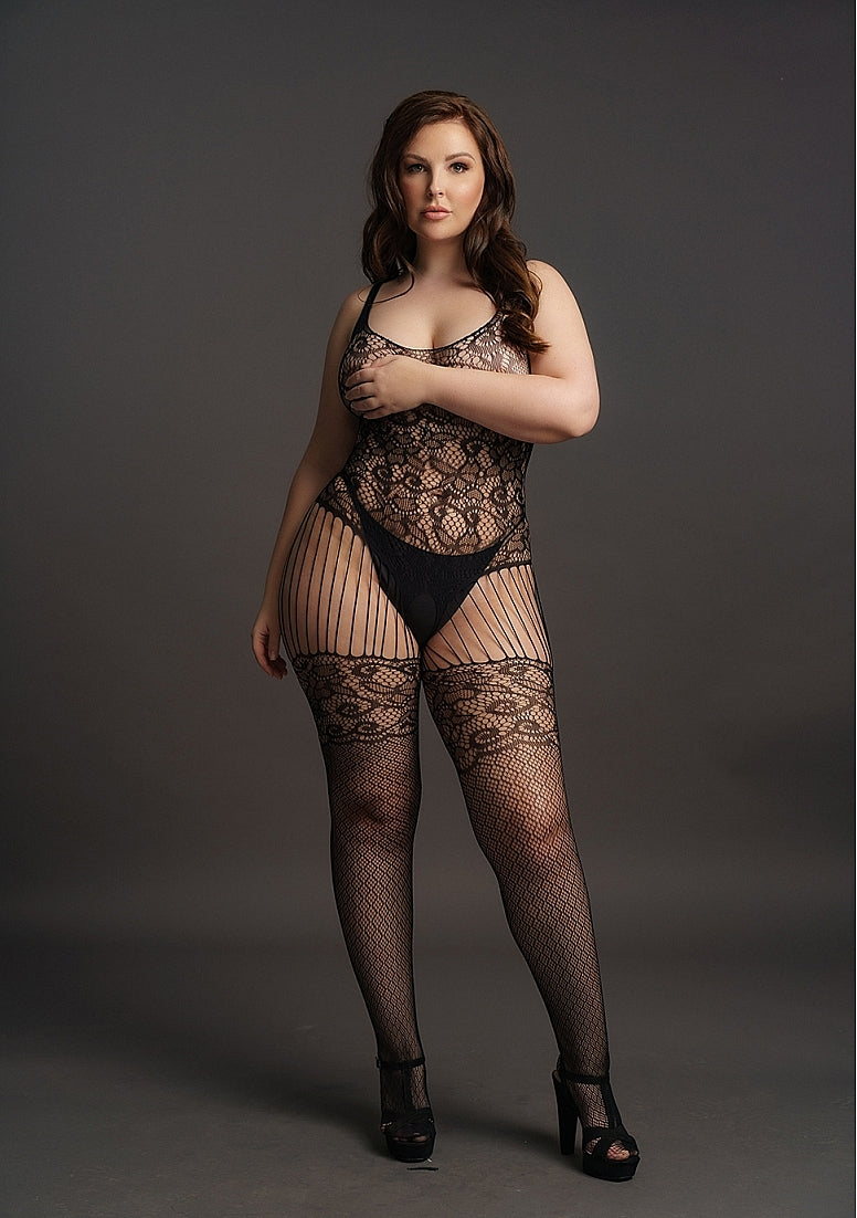 Le Desir Bliss Lingerie LACE AND FISHNET BODYSTOCKING