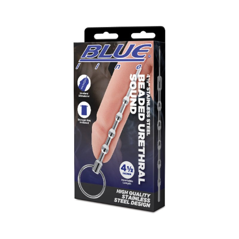 Blue Line 4.5 Inch Stainless Steel Beaded Urethral Sound