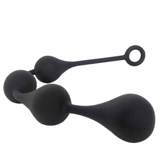 Brutus HOT DROPS Large Silicone Ass Ball Black Anal Beads with Finger Loop 