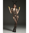 Halter neck stocking top with attached garter stockings.