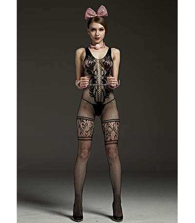 Crotchless lace design bodystocking. LIN 7098