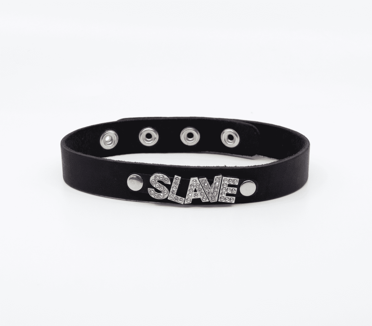 Love in Leather Slave Collar – Diamanté Embellishment