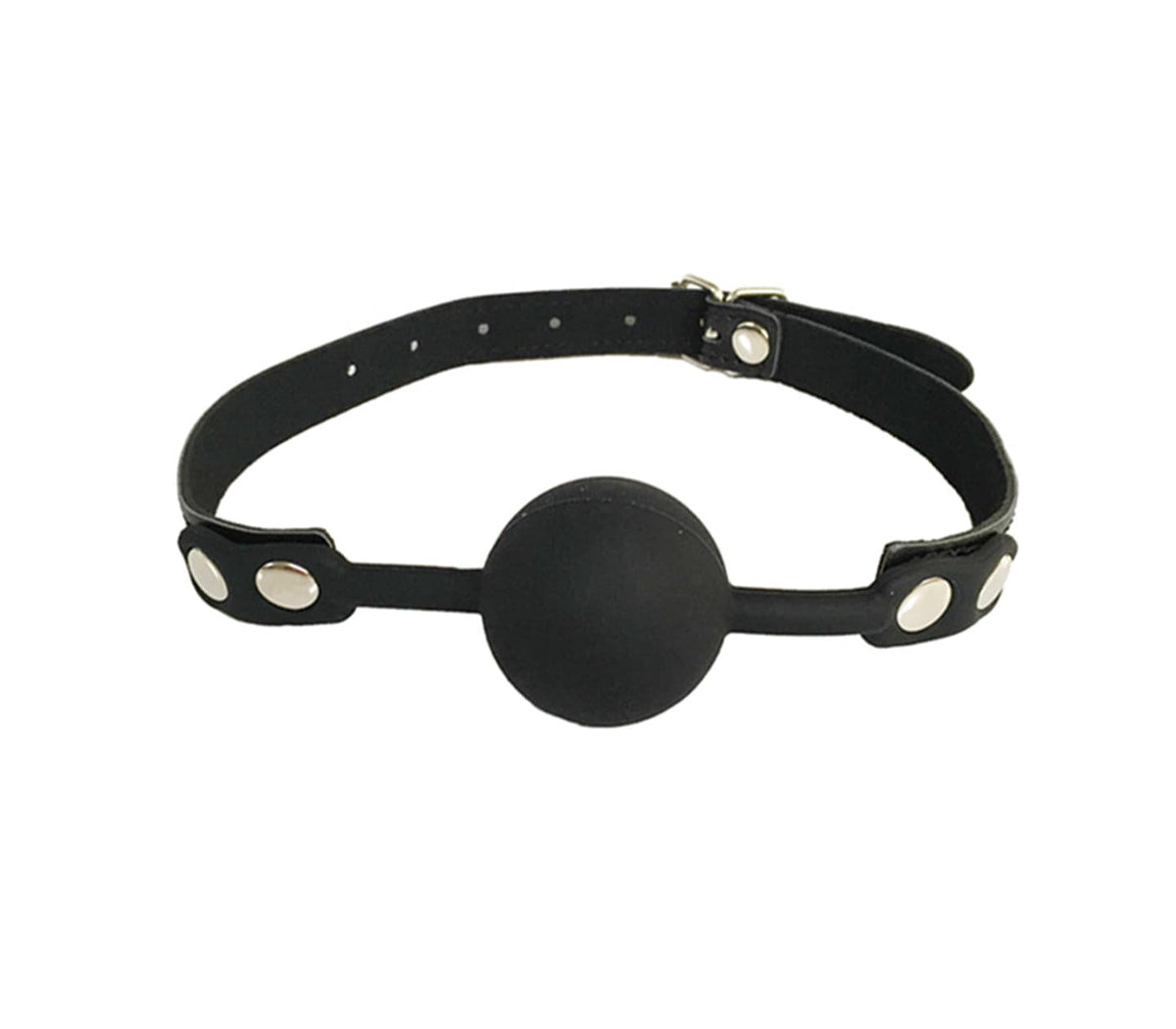 Faux leather gag with silicone ball.