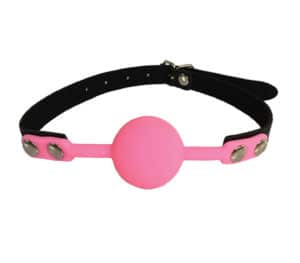 Faux Leather Ball Gag with Silicone Ball - Pink - Love in Leather