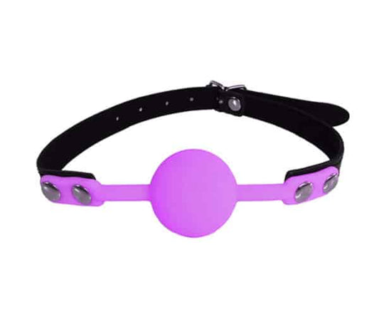 Faux Leather Ball Gag with Silicone Ball - Purple - Love in Leather