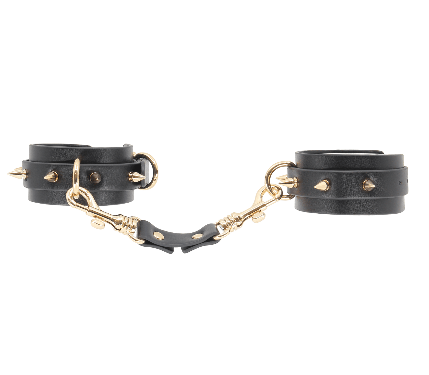 Love in Leather Spiked Faux Leather Wrist Cuffs – Gold
