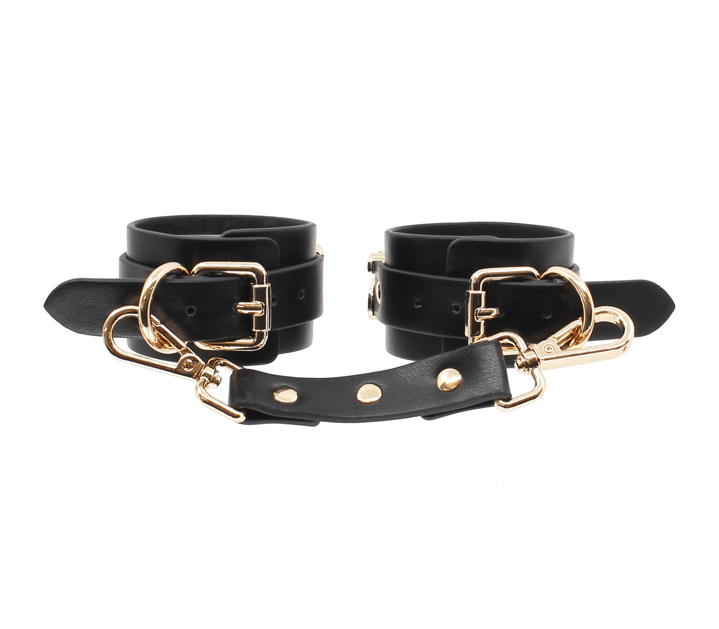 Love in Leather 'Yes Sir' Faux Leather Handcuffs – Gold