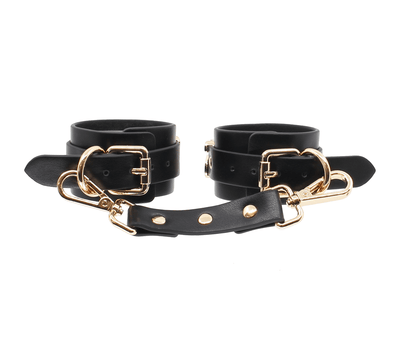 Love in Leather 'Yes Sir' Faux Leather Handcuffs – Gold