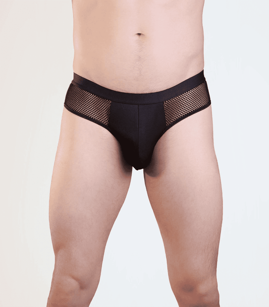 Love in Leather Mens Mesh Panel Jockstrap with Solid Pouch S/M
