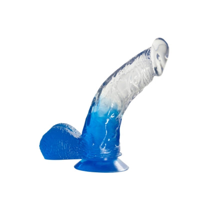 Two Tone 6" PVC Dong in Clear/Blue (With Balls)