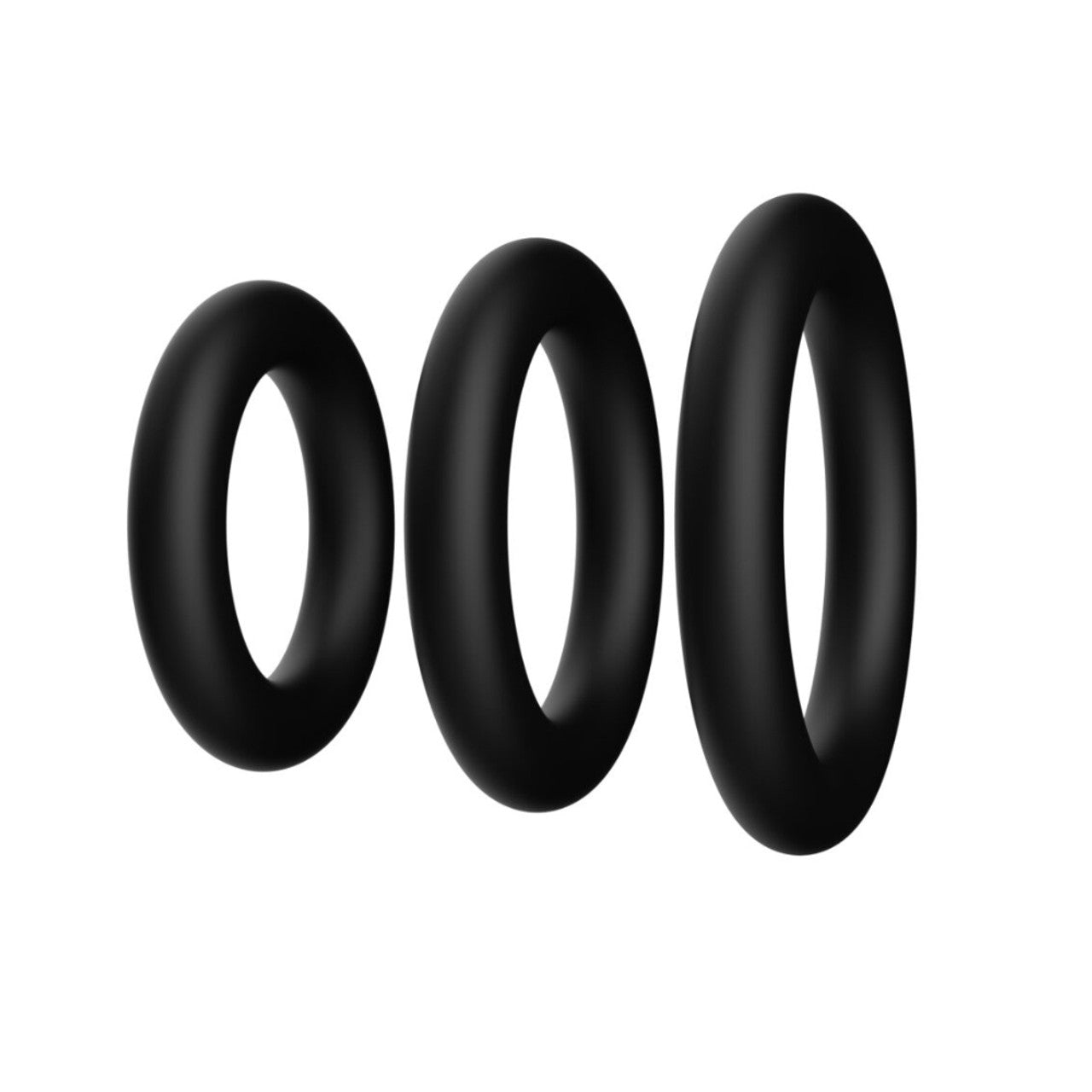Forto F-39 Trio Cockring Set Black - 3 Sizes Ultra-Soft Silicone Premium