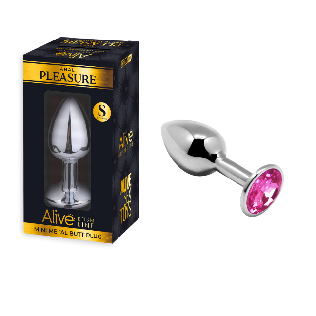 Pleasure Mini Metal Butt Plug Pink with Diamante - Small