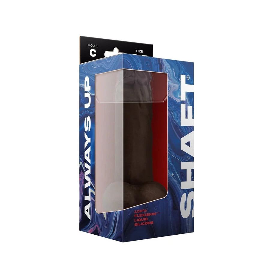 Shaft Always Up Model C Flexiskin Liquid Silicone Realistic Dildo with Balls 8.5 inch Mahogany