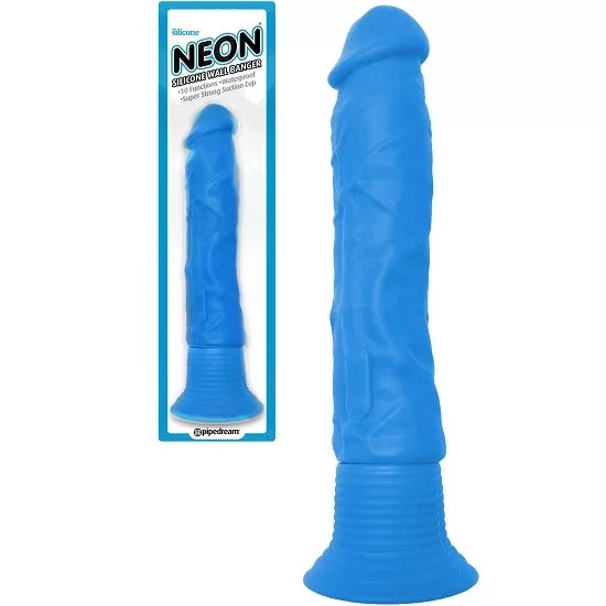 Pipedream NEON SILICONE WALL BANGER Blue Vibrating Dildo with Suction Cup