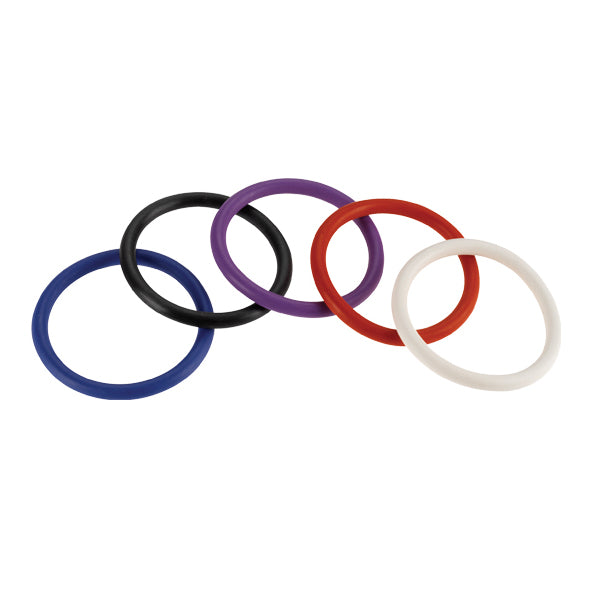 Spartacus 2 inch Nitrile Cock Ring Set Pack of 5 Rainbow