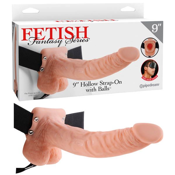 Fetish Fantasy 9" Hollow Strap on Flesh with Balls