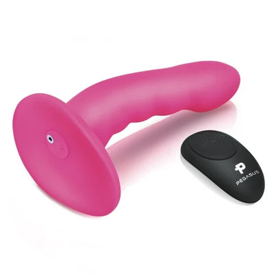 Pegasus 6 inch Curved Realistic Ripple G-Spot P-Spot Peg Rechargeable Remote Controlled Pegging Set includes Adjustable Harness