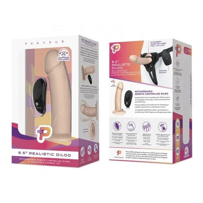 Pegasus 6.5 inch P-Spot / G-Spot Peg Rechargeable Remote Controlled Pegging Set includes Adjustable Harness