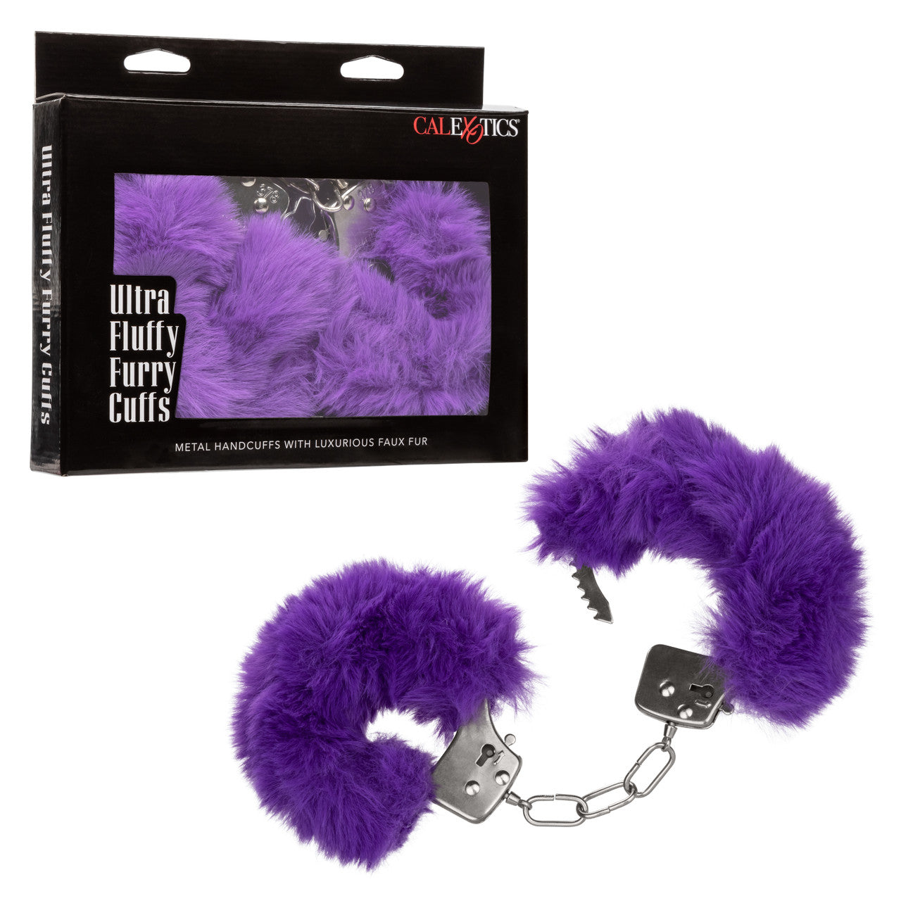 CaleXOtics ULTRA FLUFFY FURRY CUFFS Silver Metal Handcuffs with Luxurious Purple Faux Fur