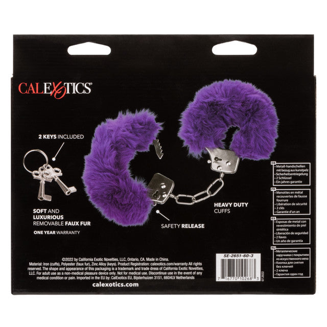 CaleXOtics ULTRA FLUFFY FURRY CUFFS Silver Metal Handcuffs with Luxurious Purple Faux Fur