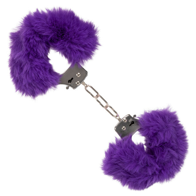 CaleXOtics ULTRA FLUFFY FURRY CUFFS Silver Metal Handcuffs with Luxurious Purple Faux Fur