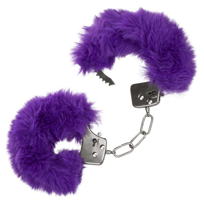CaleXOtics ULTRA FLUFFY FURRY CUFFS Silver Metal Handcuffs with Luxurious Purple Faux Fur