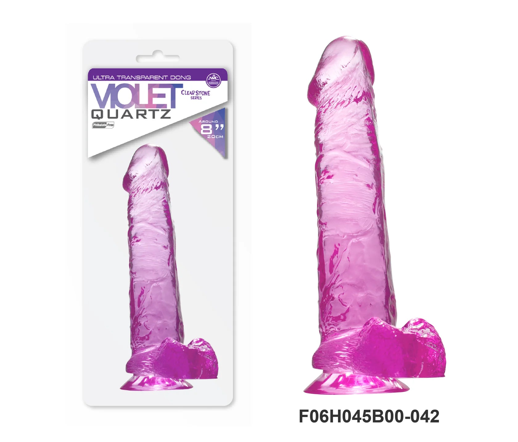 Quartz Violet 8" Dildo with balls