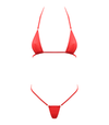 Spandex Micro Triangle Bikini Top and Matching G String 2 Piece Set Red One Size