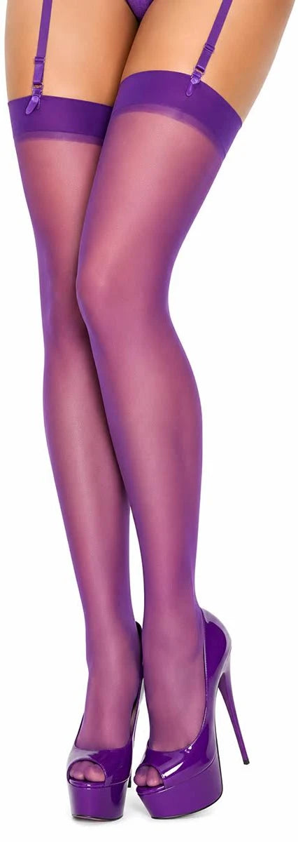 Elegant Moments Sheer Thigh High Dhalia Purple style 1725