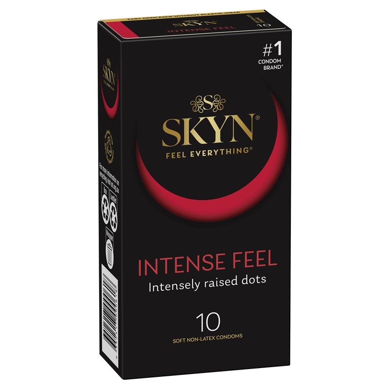 SKYN INTENSE FEEL Intensely Raised Dots Soft Non Latex Lubricated Condoms 10 Pack
