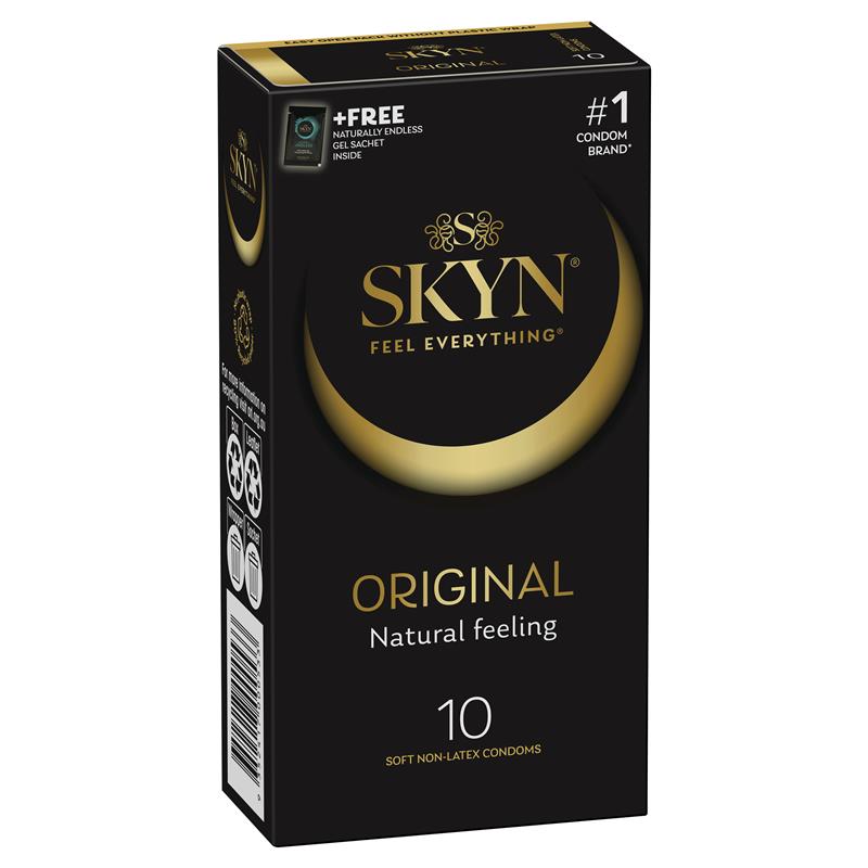 SKYN ORIGINAL Natural Feeling Soft Non Latex Lubricated Condoms 10 Pack