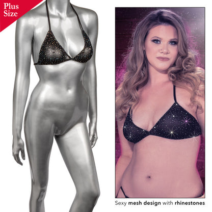Radiance TRIANGLE BIKINI TOP Black with Sparkling Rhinestones