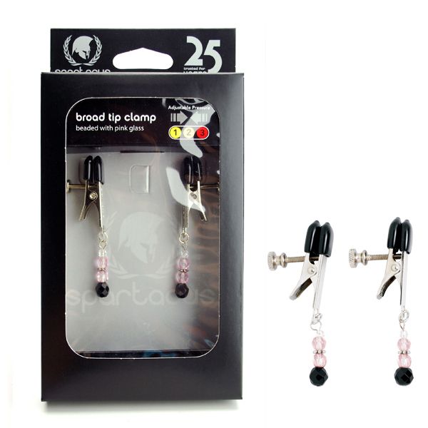 Adjustable Broad Tip Beaded Nipple Clamps - Pink