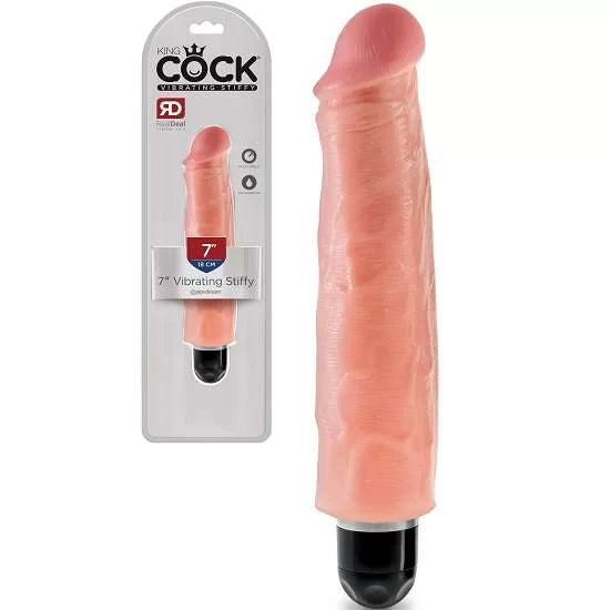 Pipedream King Cock 7 inch Vibrating Stiffy Flesh Realistic Vibrator