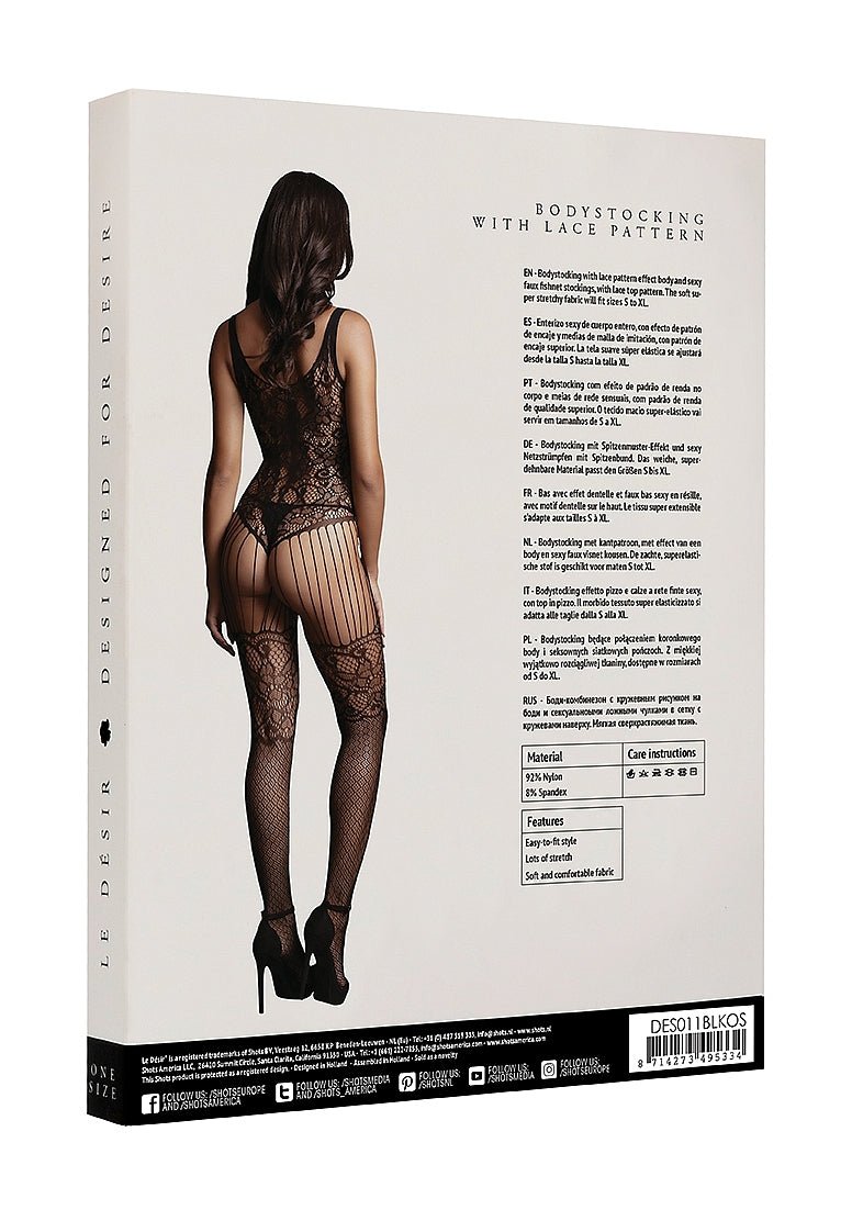 Le Desir Bliss Lingerie LACE AND FISHNET BODYSTOCKING