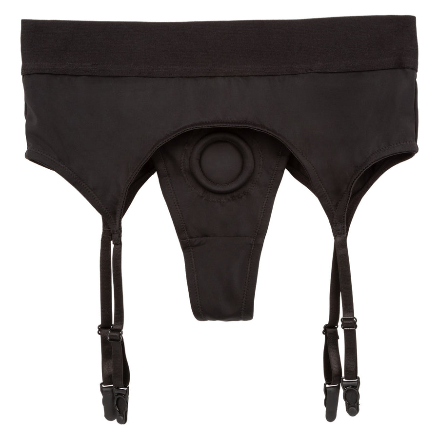 Boundless THONG WITH GARTER BELT S/M Strap On Harness Black