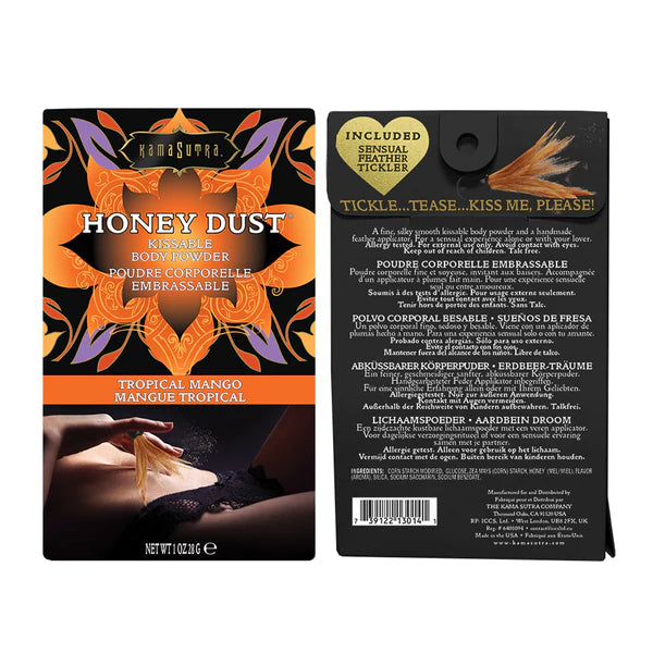 Kamasutra HONEY DUST KISSABLE BODY POWDER Tropical Mango includes Sensual Feather Tickler