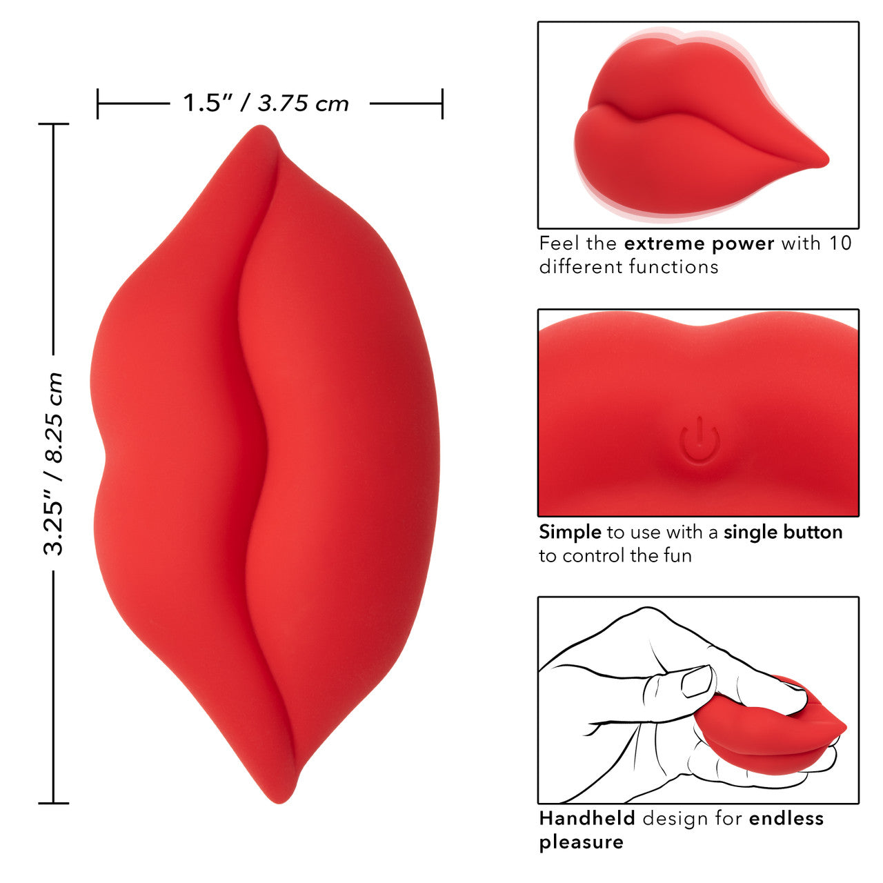Naughty Bits MUAH Vibrating Lips Red Mini Bullet Vibrator