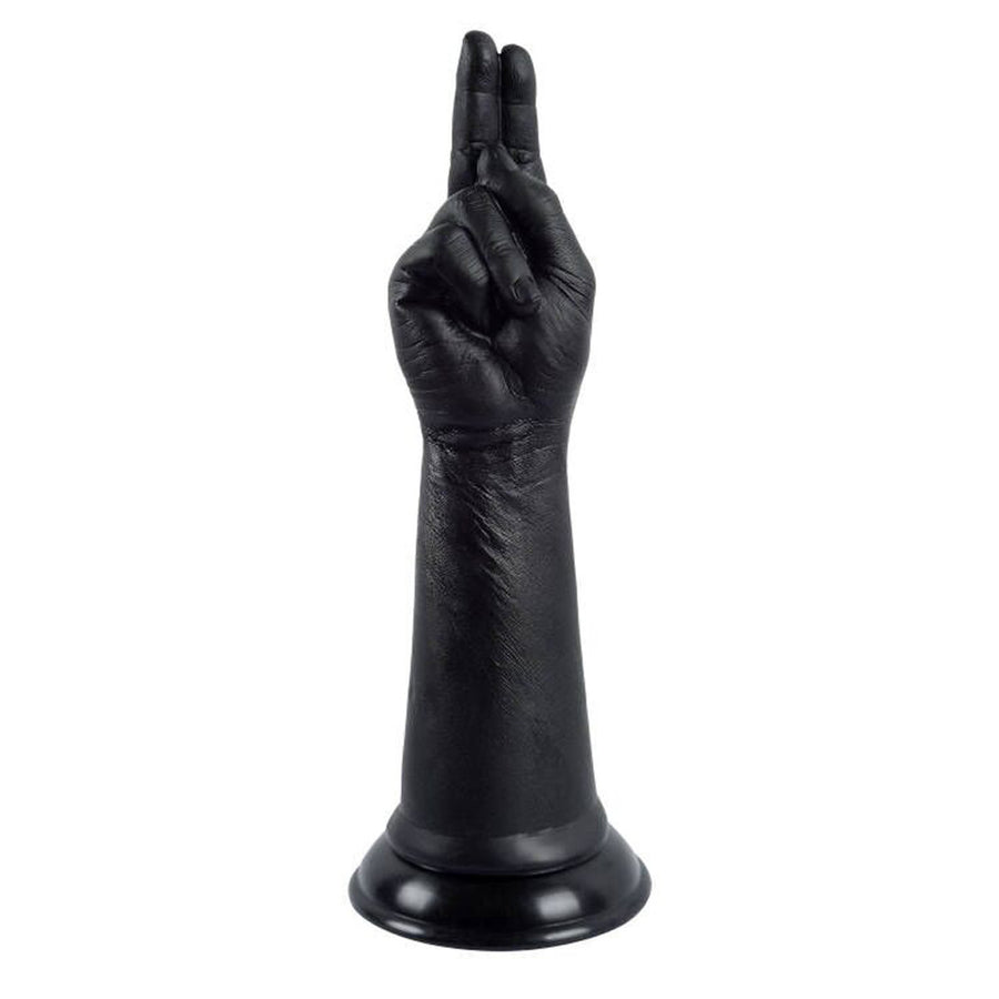 X-MEN Realistic Fist Extra Large Hand Dildo with Two Pointed Fingers Black