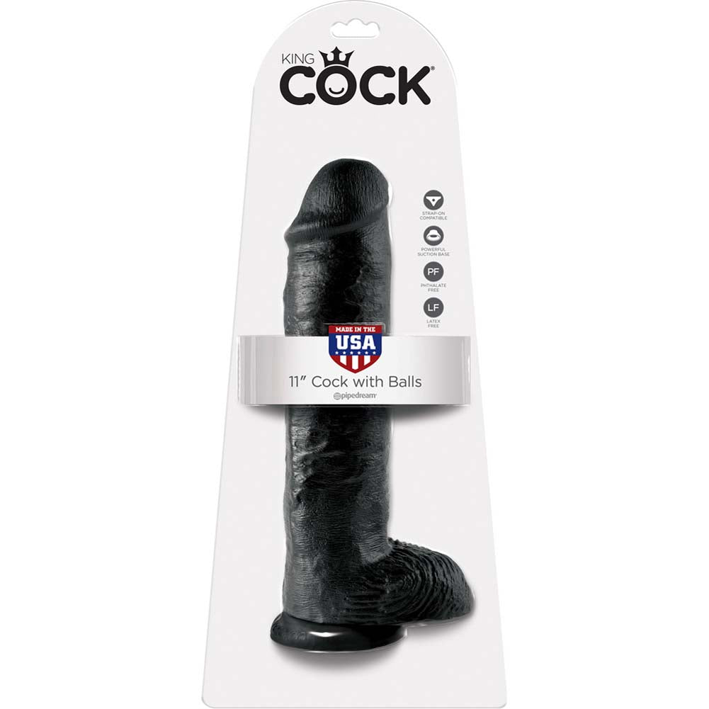 Pipedream King Cock Thick Realistic Dildo with Balls and Suction Cup Mount Base 11 inch
