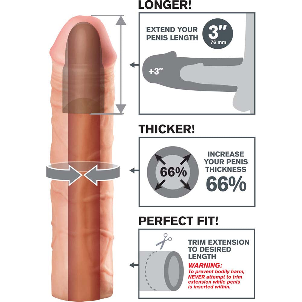 Pipedream Fantasy X-Tensions Mega 3 inch Fanta Flesh Extension Penis Sleeve